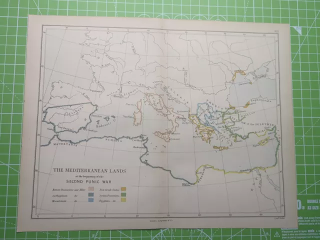 1882 The Mediterranean Lands At The Beginning Of Second Punic War Map - Weller