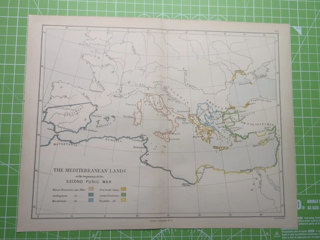 1882 The Mediterranean Lands At The Beginning Of Second Punic War Map - Weller