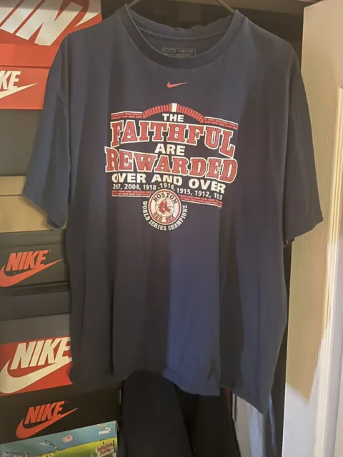 Red Sox Men's Shirt World Series 2007 The Faithful Are Rewarded Nike Size L