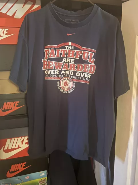 Red Sox Men's Shirt World Series 2007 The Faithful Are Rewarded Nike Size L