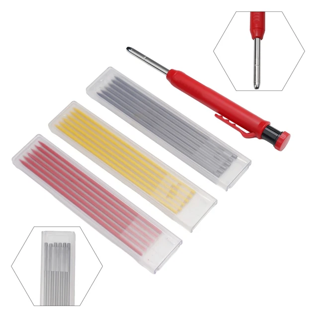 2 Crayons De Menuisier Lourds STAGEEK Avec Taille-crayon – Rouge Et Noir, Outillage Bois