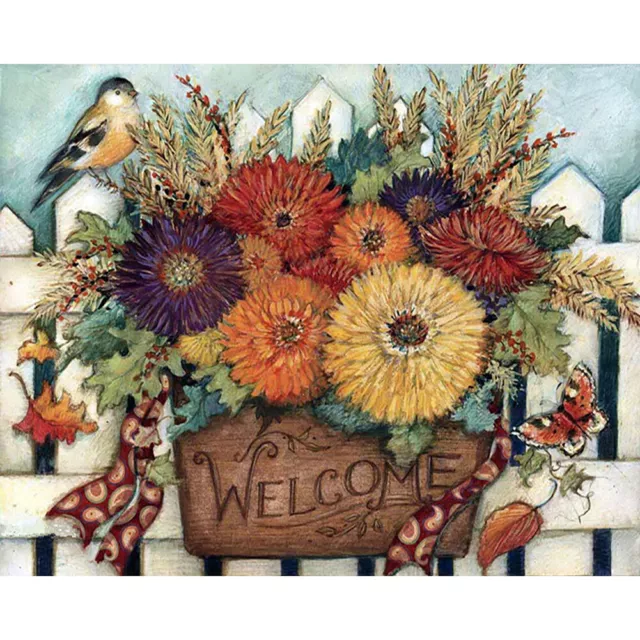DIY Flower Pattern Picture Hand Painted Acrylic Drawing Oil Paint by Numbers