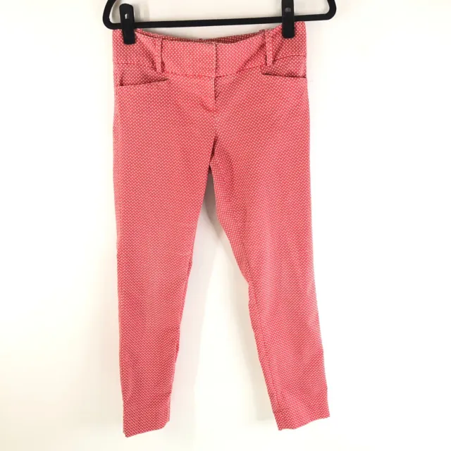 The Limited Womens Pants Skinny Ankle Crop Geometric Ideal Stretch Red White 4