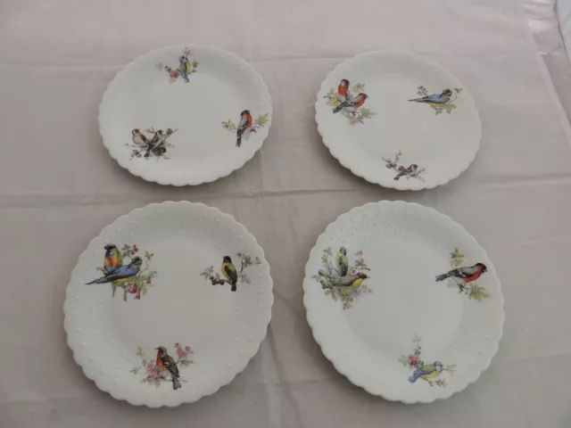 GEORGES BOYER LIMOGES France Bird Design Dessert Plate (4) Modele Depose   (A)