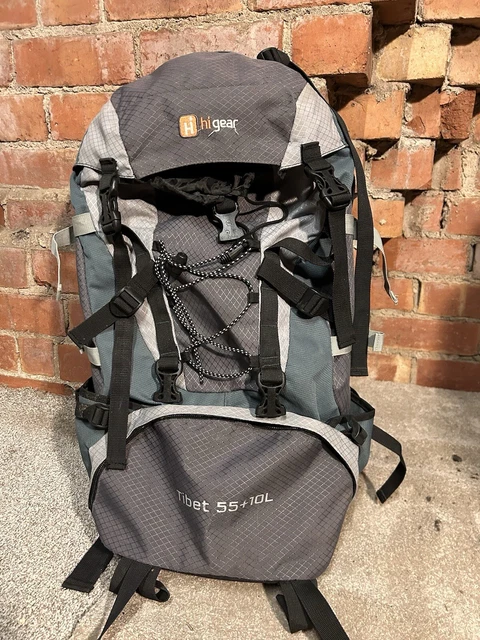 HI GEAR TIBET 65L 10 Hiking Festival Travel Backpack Blue Grey Only Used Once 21.00 PicClick UK