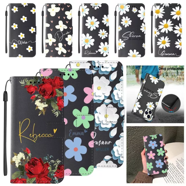 Flower Personalized Wallet Case Leather Cover For iPhone 14 Pro Max 13 12 11 XR