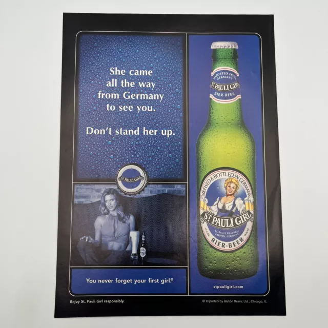 St. Pauli Girl Beer 2005 Print Ad 8"x11" she came all the way from Germany