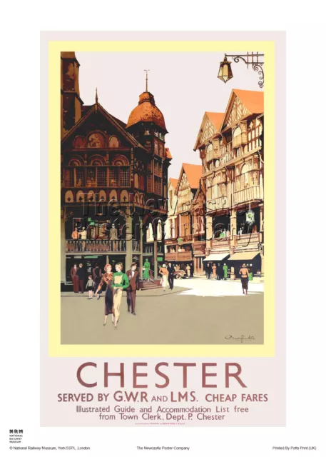 Chester Cheshire Retro Vintage Railway Travel Poster Advertising Art Holiday