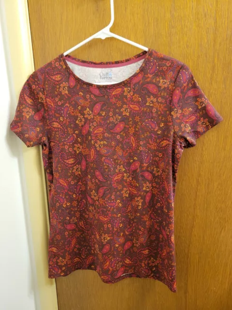 Croft & Barrow Womens Classic Tee Berry Size Xs Extra Small paisley Blouse Shirt