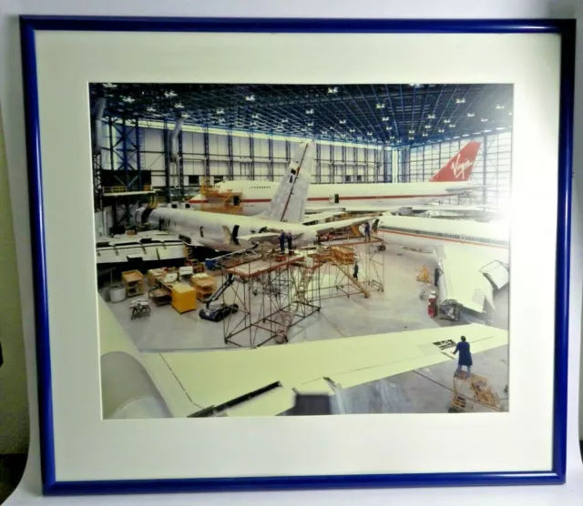 Vintage Rare Virgin Atlantic G VIRG 747 Poster Photo Print Framed Stansted UK