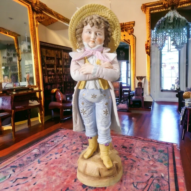 Early 20th Century German Rudolstadt Bisque Porcelain Victorian Boy Statuette