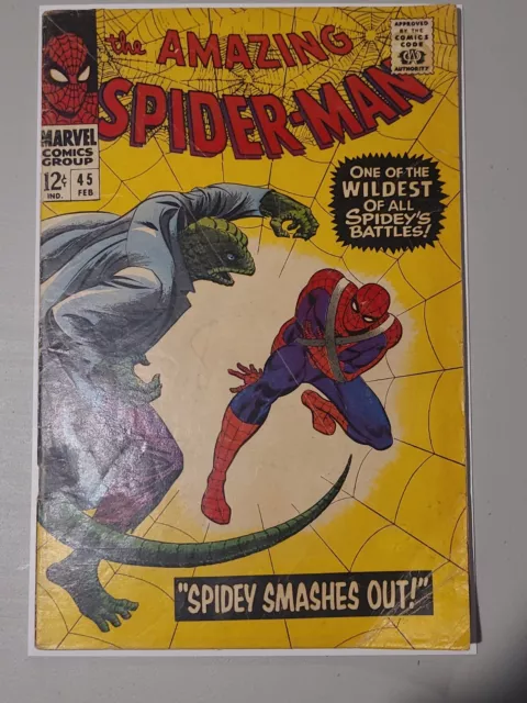 Amazing Spider-Man #45 1967 Marvel Comic Stan Lee Romita Silver Age 3rd Lizard!