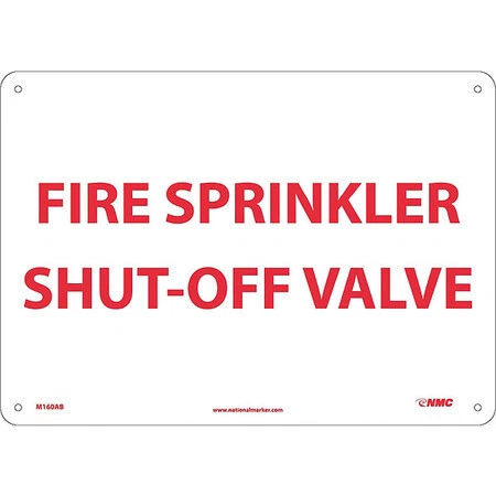 NMC M160AB Fire Sprinkler Shut-Off Valve Sign