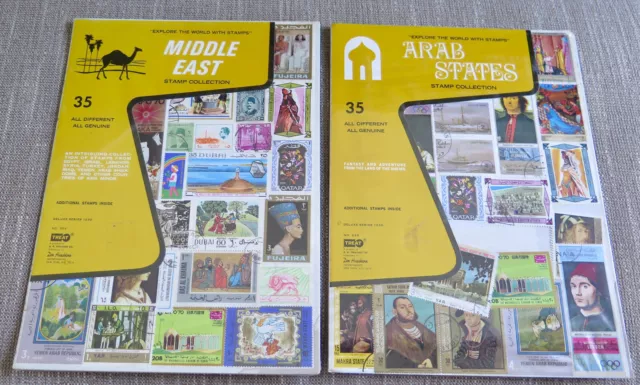 x2 LOT Vtg Arab Middle East Stamp Collection Set No 223/203 Treat Hobby Product