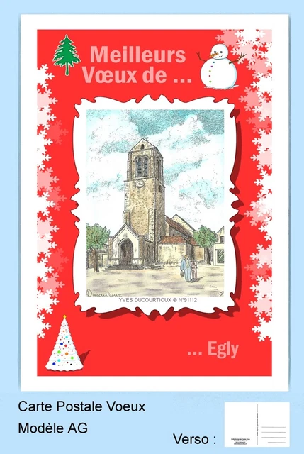 Cp Ag 91112 Carte Postale Voeux Fond Rouge 91 Egly