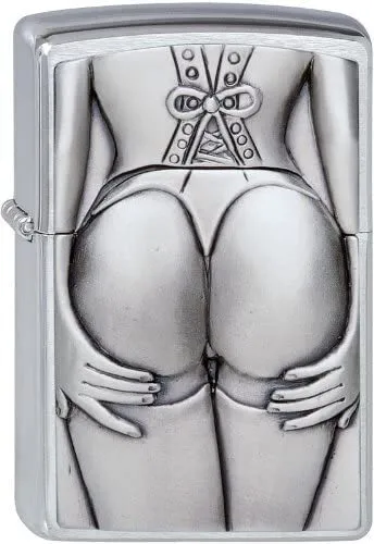 ZIPPO Sexy Stocking Girl Oil Lighter Silver Brass Black box case