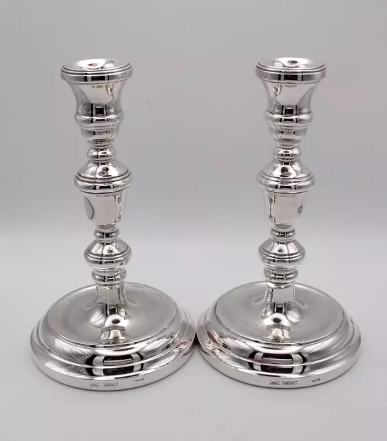 Wonderful Pair of Sterling silver 7" Georgian style candlesticks Birmingham 1993