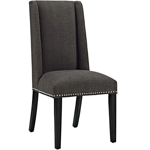 Modway MO- Baron Modern Tall Back Wood Upholstered Fabric, Dining Chair, Brown