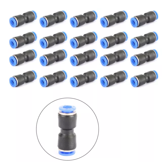 20pcs Tout Droit Connecteur Pneumatique Raccord Rapide Plastique 1/4" A1