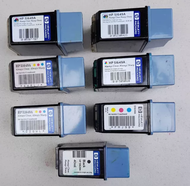 Job lot of 7 HP Hewlett Packard used empty virgin never refilled ink cartridges