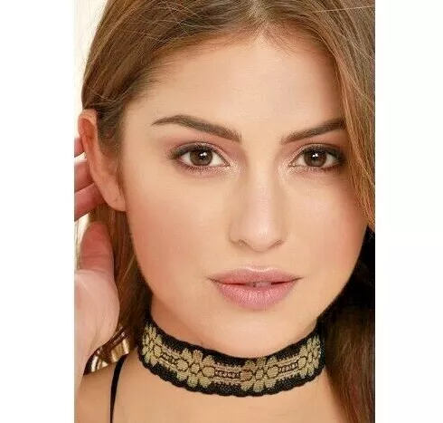 VANESSA MOONEY Parissa Metallic Lace Choker, 11 In Black/gold