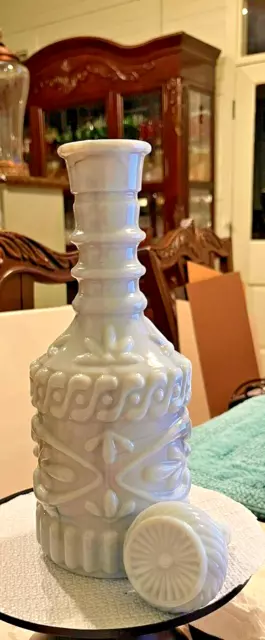 Vintage Gray Swirl Jim Beam milk glass decanter with stopper 3