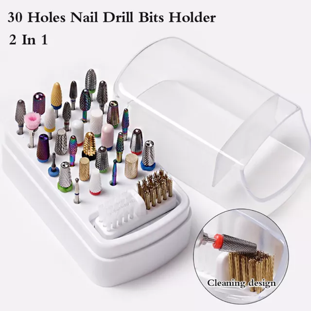 30 Holes Nail Drill Bits Holder for Acrylic Nail Drill Bits Storage Nail Tool