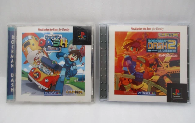 PS1 software Rockman Dash 1 & 2 2Games Japan import Megaman Free Running RPG