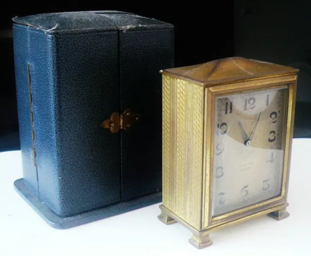 Vintage Zenith 8 Day Travel Clock in case, Ruffell & Son
