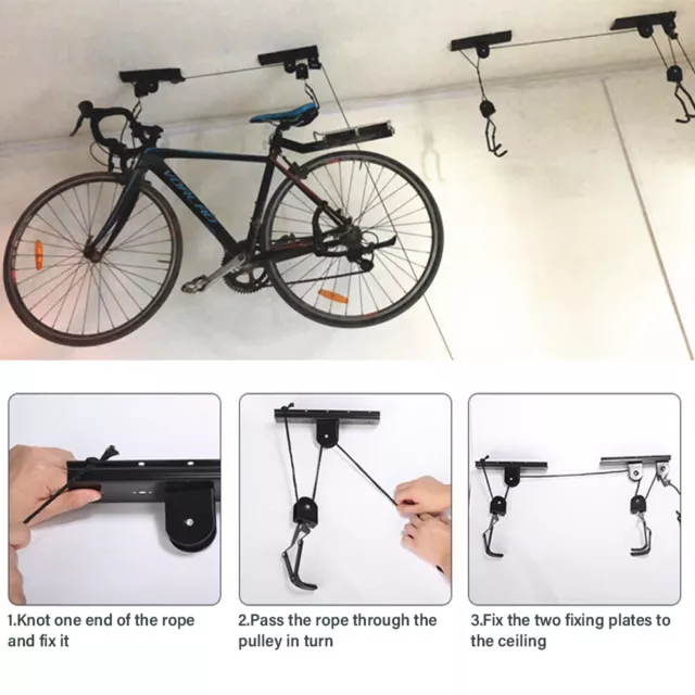 Waterproof Bike Hoist Pulley Bicycle Ceiling Lift Garage Storage Roof Boxes Home