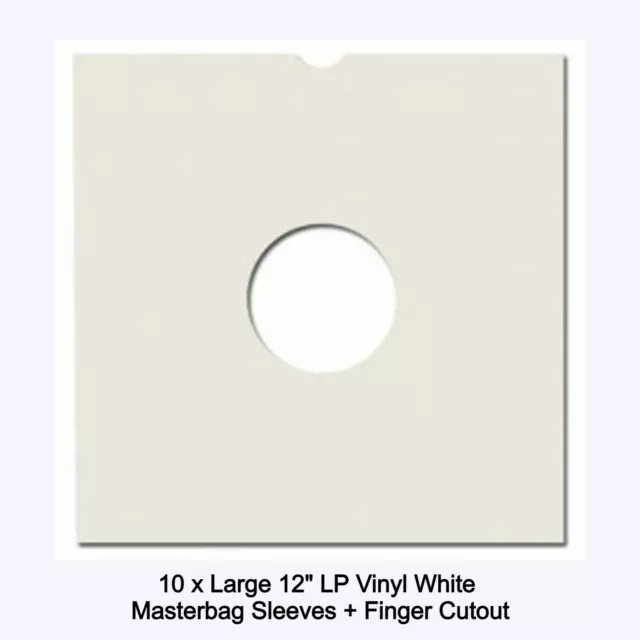 WHITE 12" LP VINYL RECORD LARGE CARD MASTERBAG SLEEVE WALLETS FINGER CUTOUT x 10 3