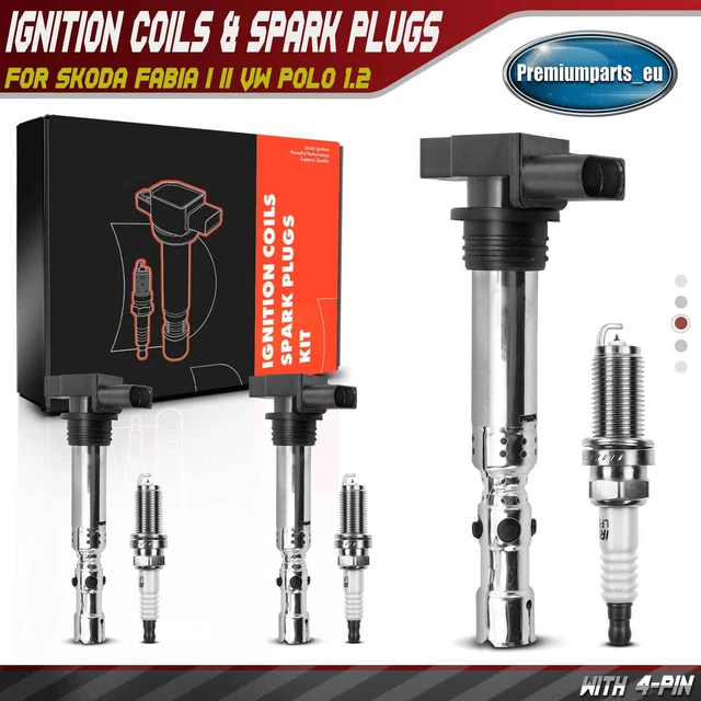 3X IGNITION COILS & 3x Spark Plugs for Skoda Fabia I II VW Polo 1.2