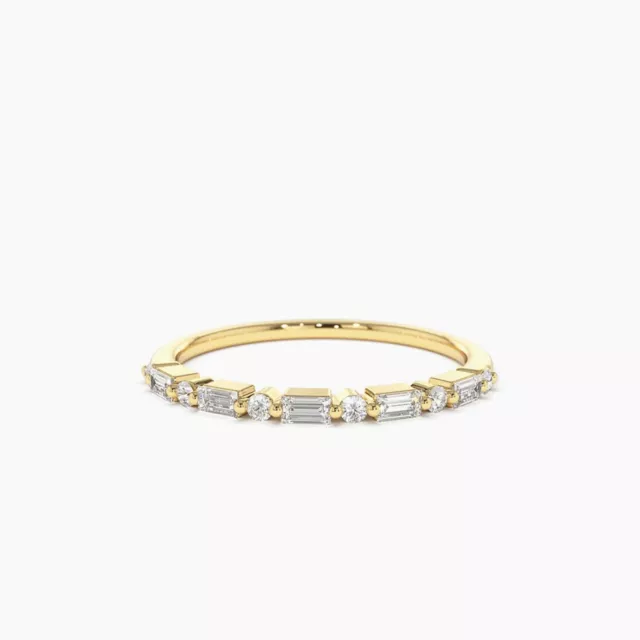 0.44 Ct TW Natural Diamond Eternity Ring Wedding Stackable Band 14k Yellow Gold