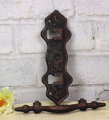 Brass Door Pull Push Handle Reclaimed Architectural Ornate Baroque Red Copper