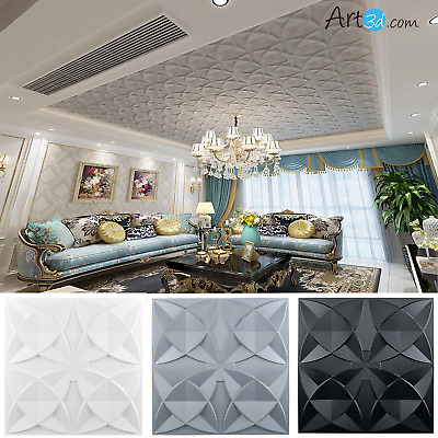 Art3d 12 pack Decorative Ceiling Tile Glue up, Suspended Ceiling Tile(48 sq.ft)