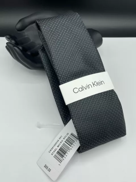 Calvin Klein Men's Polyester Neck Tie ~ BLACK ~ Geometric ~ MSRP: $69.50