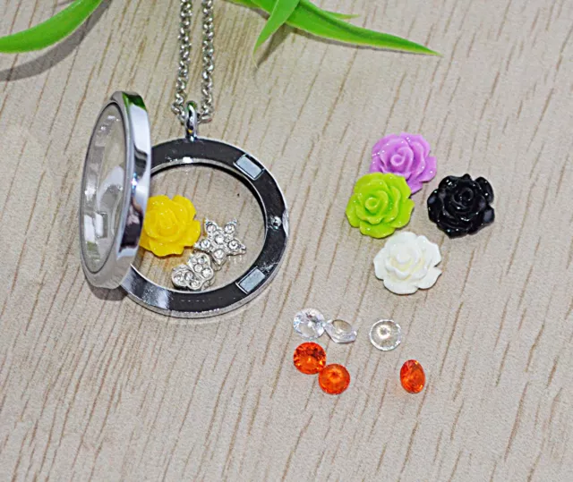 AUSWAHL +++ FLOATING CHARMS KRISTALLE Medaillon Magnetverschluss BLÜTEN