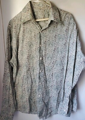J. Hilburn men's Custom Shirt Paisley Heart light colors no size XL