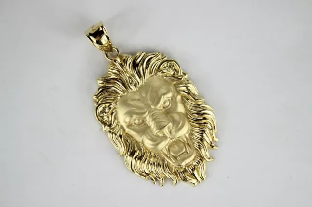 10K Yellow Gold Lion Head Pendant Charm 4 sizes