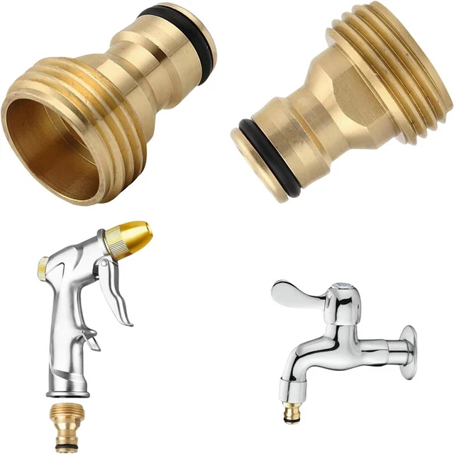 2PCS SOLID BRASS Kitchen Sink Tap Adapters Fitting Garden Hose Pipe