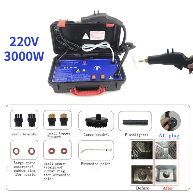 Commercial 3000W Portable Steam Cleaner New Upholstery Cleaning Car Machine 220V