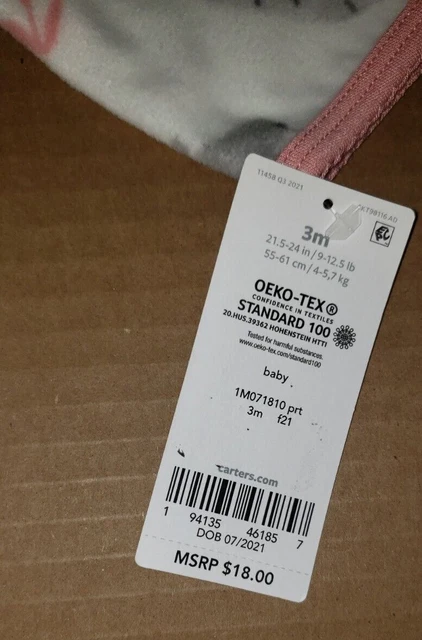 Carters Baby Girl Pink White Hedgehog Fleece Sleeper - Infant Size 3 Months -New 3