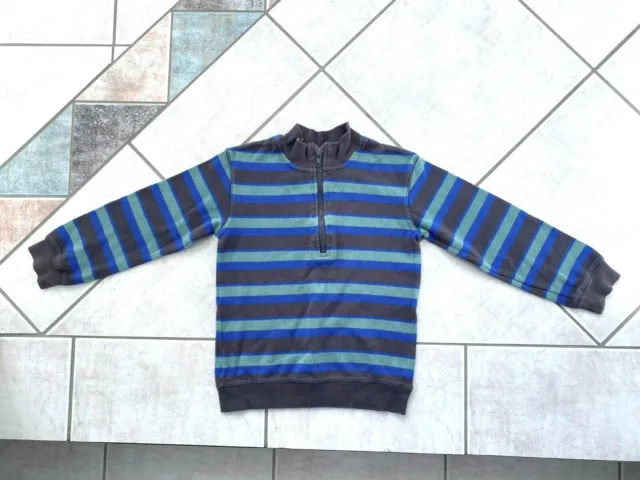 Boys Size 6 Knit Jumper Jacket Grey Blue Green Stripes 19cm Zip Front Opening