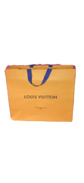 Authentic Louis Vuitton LV Orange Paper Shopping Gift Bag 16 ×13.25 ×  6.25