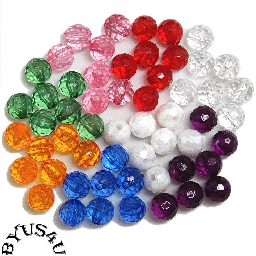ACRYLIC SPACER BEADS ROUND FACETED 6mm CHOICE OF COLORS 100pc