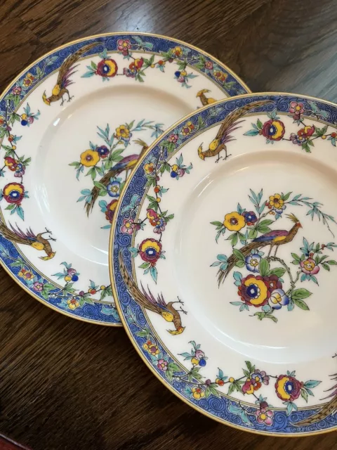 1 Vintage RARE Minton Blue Sinclair 9" Luncheon Plates 9 Available Birds Flowers