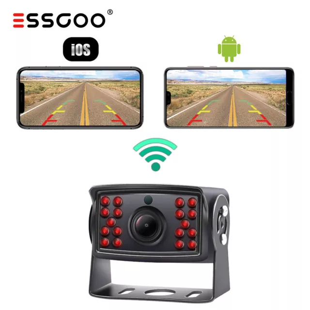 Car Wireless Rear View Camera Truck RV WIFI LED HD Reversing For IPhone Andriod