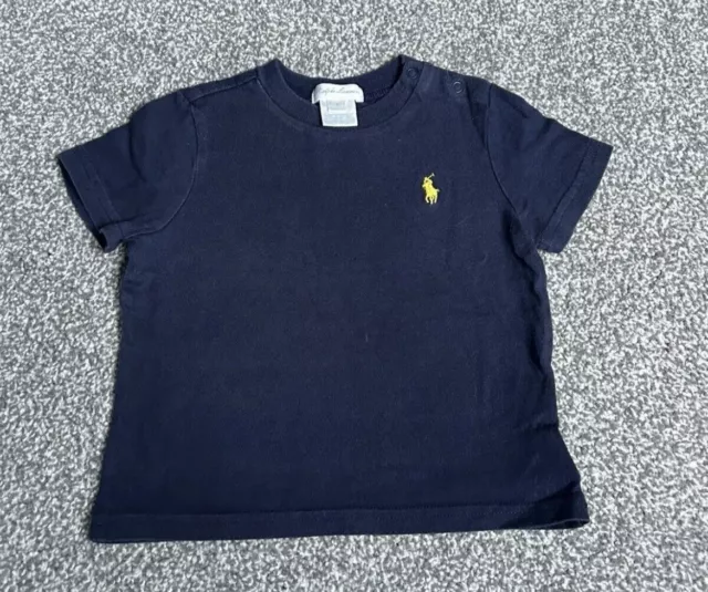 Ralph Lauren Navy Blue Short Sleeve Boys T Shirt Top - Baby Kids Size 9 Months