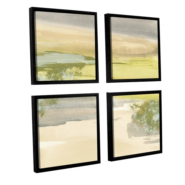 Chris Paschke's 'Grey Stone I' 4 Piece Floater Framed Canvas