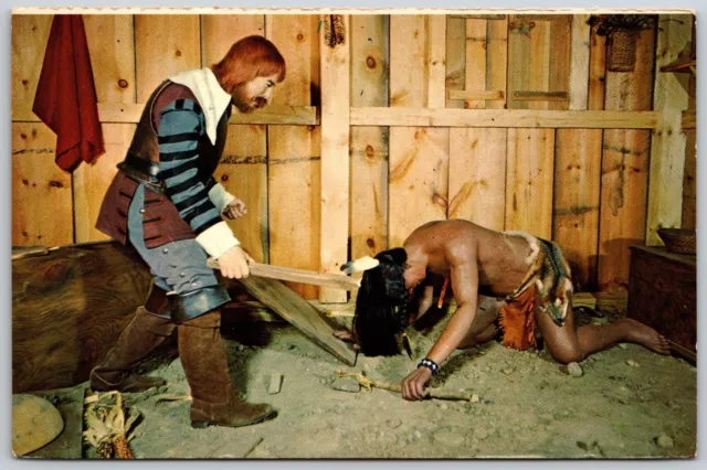 Postcard Massachusetts Plymouth National Wax Museum Wessagusset Capt Standish